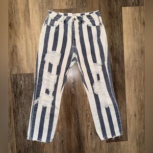 PacSun Distressed Striped Mom Jeans